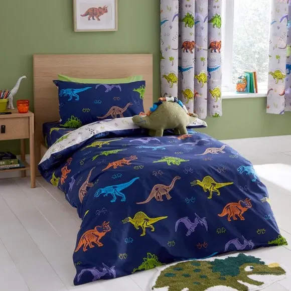 Dinosaur Duvet Cover Set - Natural, Polycotton