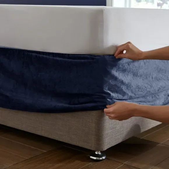 Divan Base Bed Wrap - Navy, Matte Velvet
