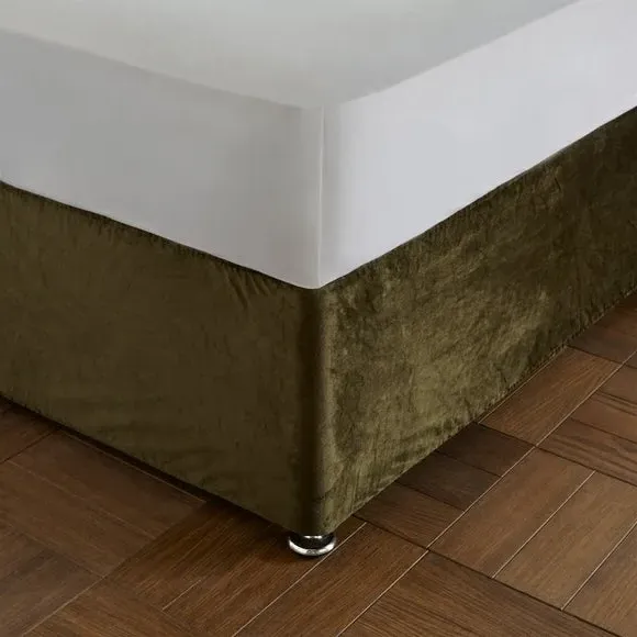 Divan Base Bed Wrap - Olive, Matte Velvet