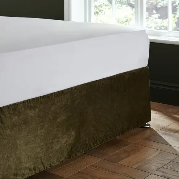 Divan Base Bed Wrap - Olive, Matte Velvet