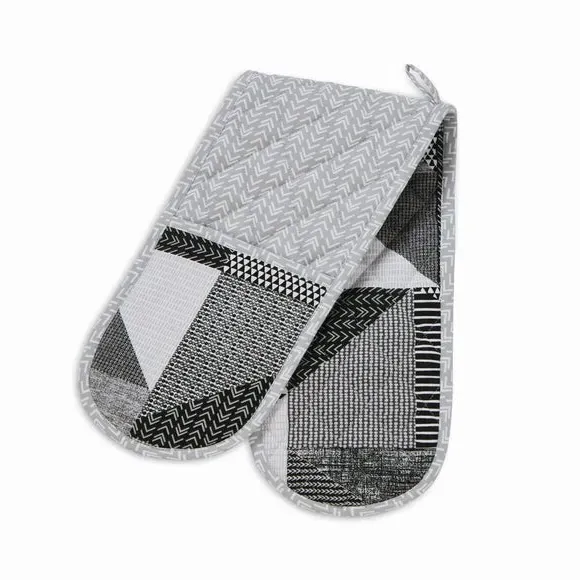 Double Oven Glove Heat Resistant - Grey, Cotton