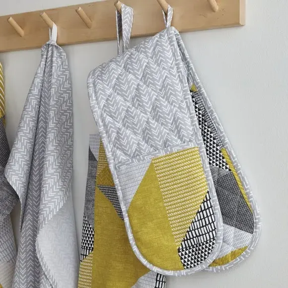 Double Oven Glove Heat Resistant - Yellow, Cotton