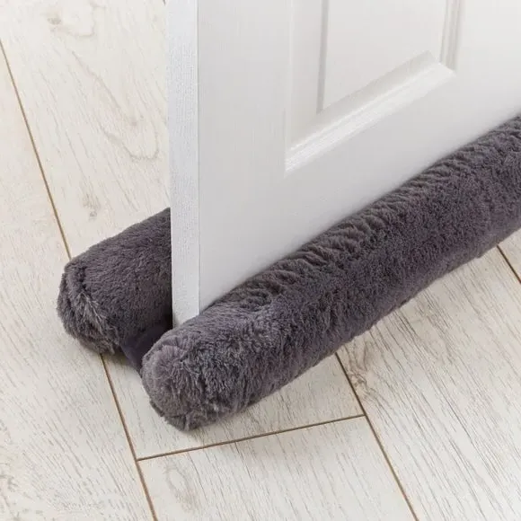 Double Sided Draught Excluder - Charcoal, Faux Fur