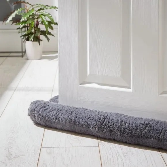 Double Sided Draught Excluder - Charcoal, Faux Fur image