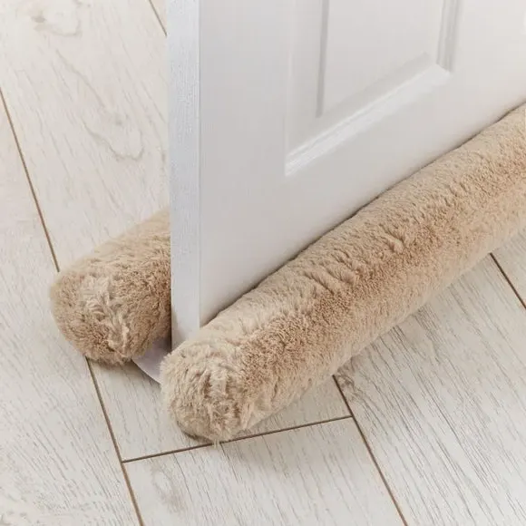 Double Sided Draught Excluder - Natural, Faux Fur