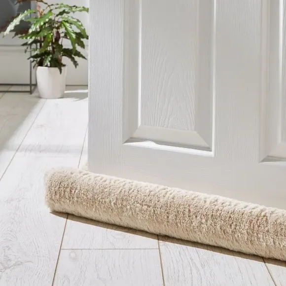 Double Sided Draught Excluder - Natural, Faux Fur