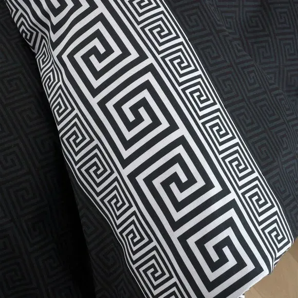 Duvet Cover Set Greek Key - Black, Cotton Blend