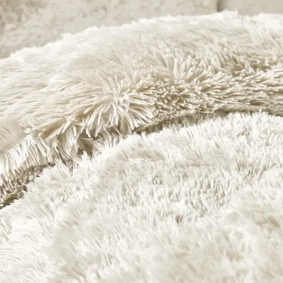 Duvet Cover Set Reversible - Cream, Faux Fur