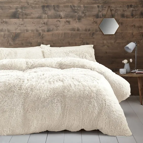 Duvet Cover Set Reversible - Cream, Faux Fur image