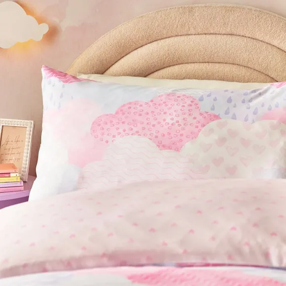 Duvet Cover Set with Heart Motif - Pink, Microfibre