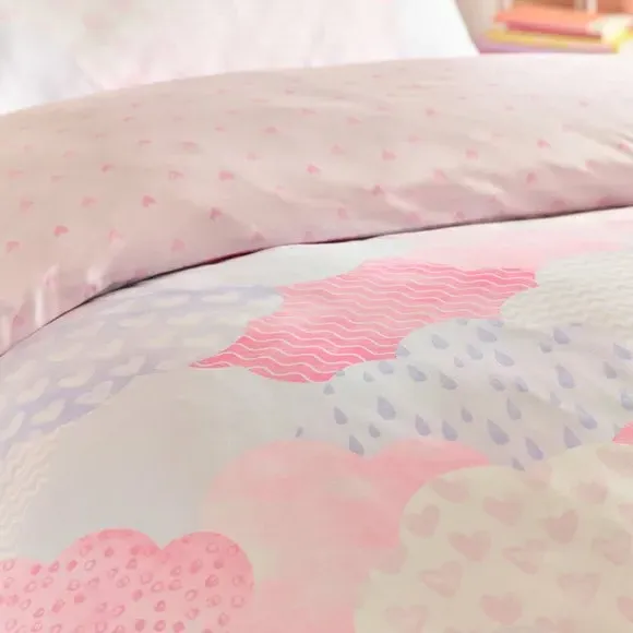 Duvet Cover Set with Heart Motif - Pink, Microfibre