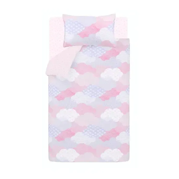 Duvet Cover Set with Heart Motif - Pink, Microfibre