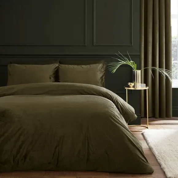 Duvet Cover Set with Pillowcase - Green, Velvet