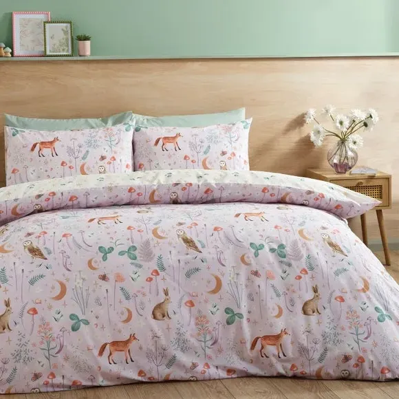 Duvet Cover Set with Pillowcase - Lilac, Polycotton