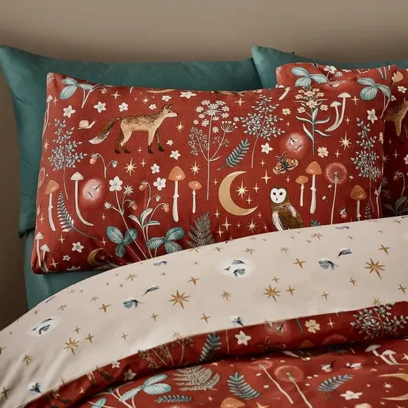Duvet Cover Set with Pillowcase - Orange, Polycotton