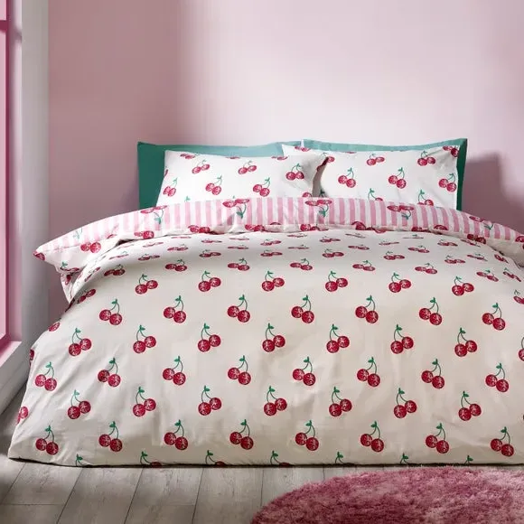Duvet Cover Set with Pillowcase - Pink, Polycotton
