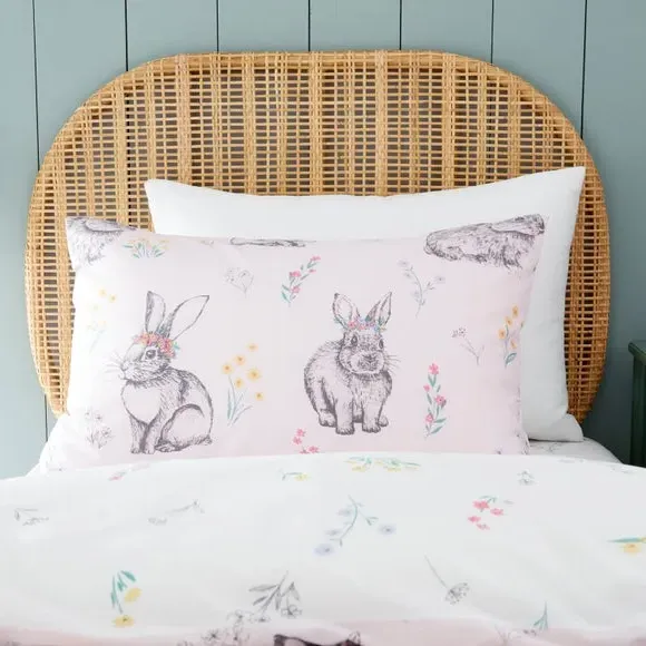 Duvet Cover Set with Pillowcase - Pink, Polycotton