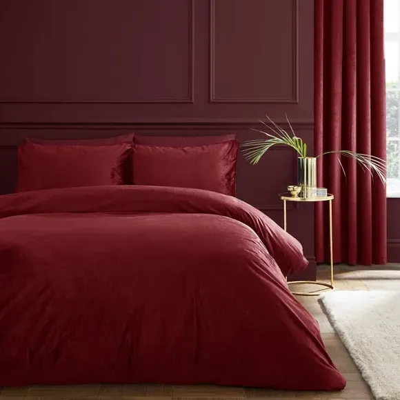 Duvet Cover Set with Pillowcase - Raspberry, Velvet