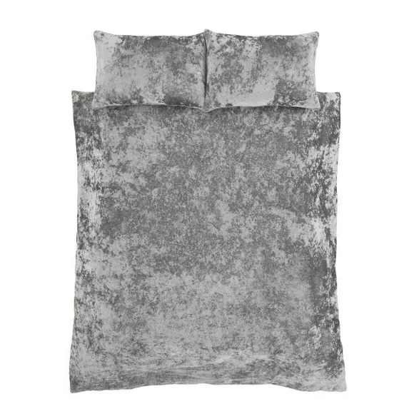 Duvet Cover Set with Pillowcase - Silver, Velvet