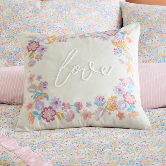 Embroidered Cushion Cover - Natural, Linen Blend image