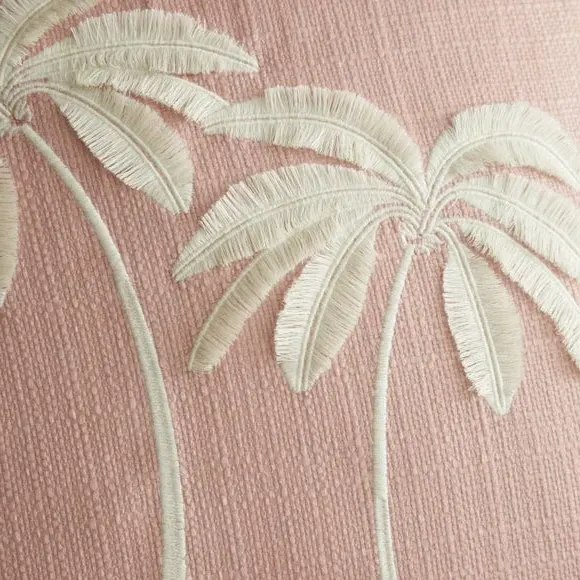 Embroidered Palm Cushion - Clay, Soft Fabric