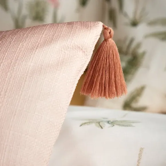Embroidered Palm Cushion - Clay, Soft Fabric
