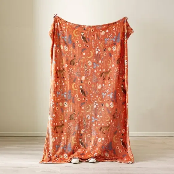 Enchanted Twilight Throw Blanket - Orange, Fleece