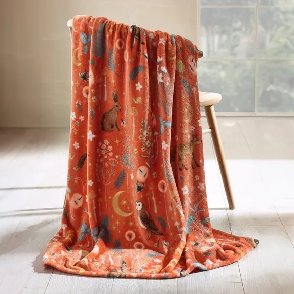 Enchanted Twilight Throw Blanket - Orange, Fleece