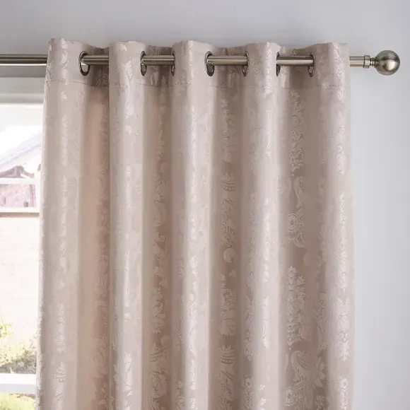 Eyelet Curtains Damask Jacquard - Champagne image