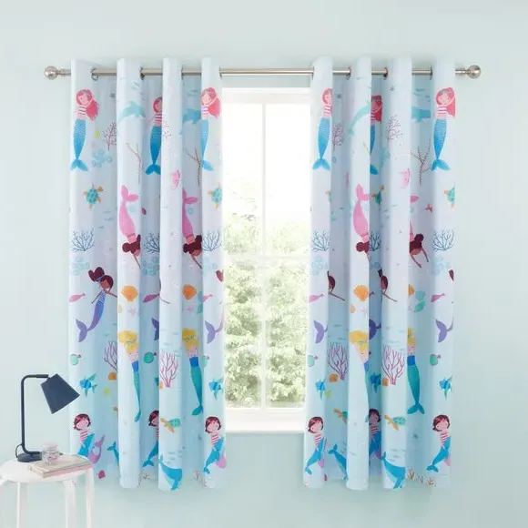 Eyelet Curtains Fully Reversible - Blue