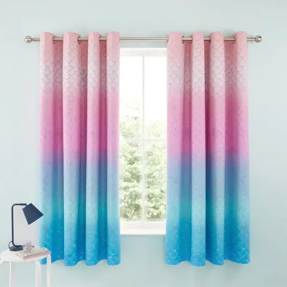 Eyelet Curtains Fully Reversible - Blue