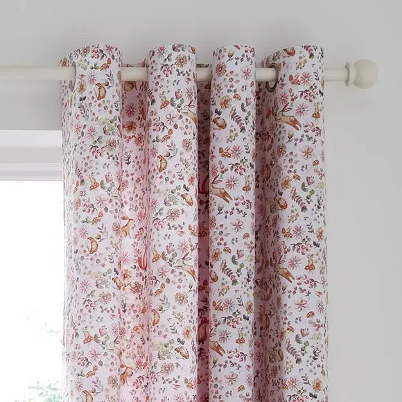 Eyelet Curtains Reversible Butterfly Print - Pink image