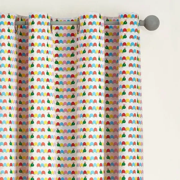 Eyelet Curtains with Caterpillar Print - Multicolor