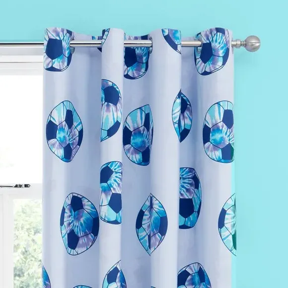 Eyelet Curtains with Football Print - Purple