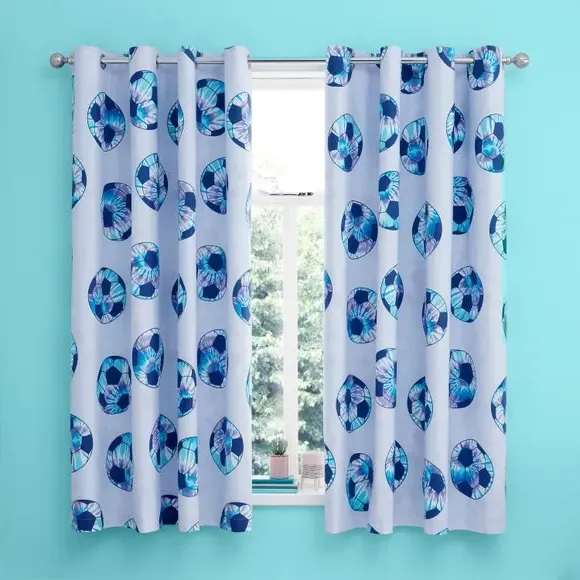 Eyelet Curtains with Football Print - Purple image