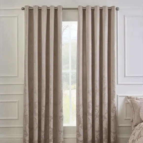 Eyelet Curtains with Jacquard - Champagne