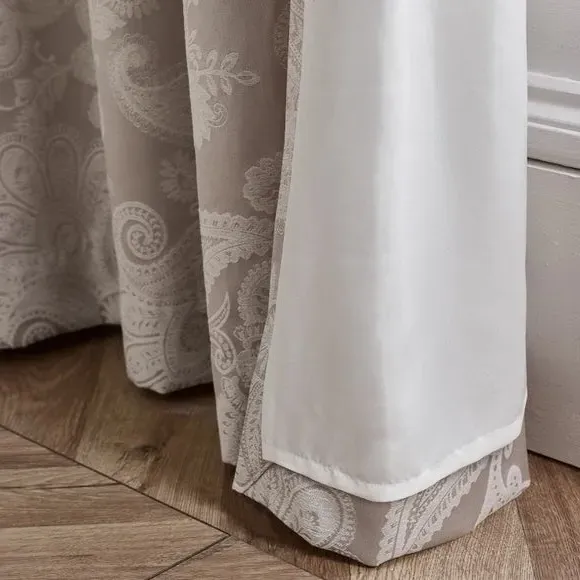 Eyelet Curtains with Jacquard - Champagne