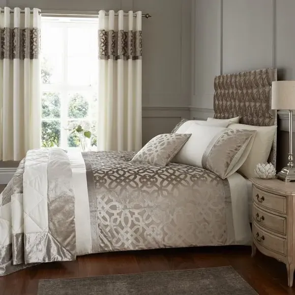 Eyelet Curtains with Lattice Cut - Natural, Velvet