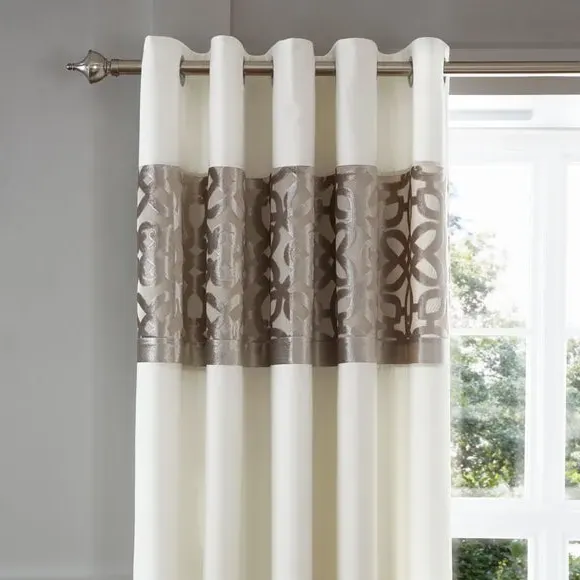 Eyelet Curtains with Lattice Cut - Natural, Velvet image