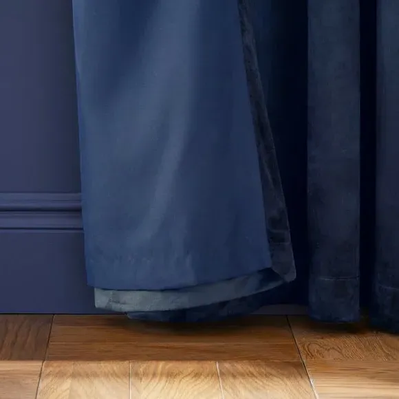 Eyelet Curtains with Lining - Navy, Velvet
