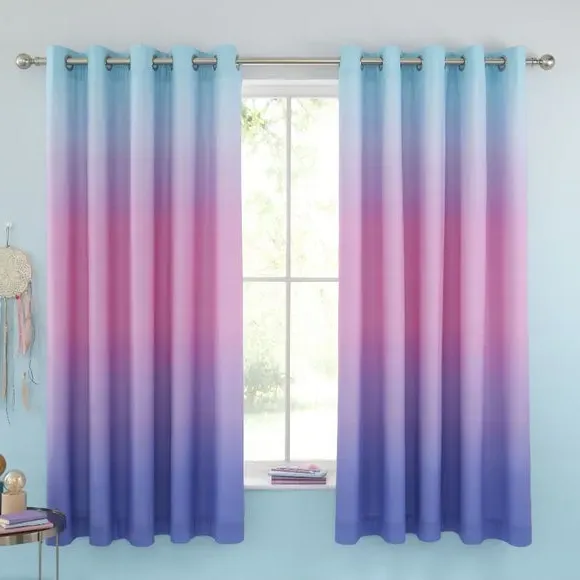 Eyelet Curtains with Ombre Design - Multicolor