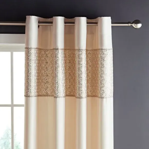 Eyelet Curtains with Sequin Detail - Champagne image