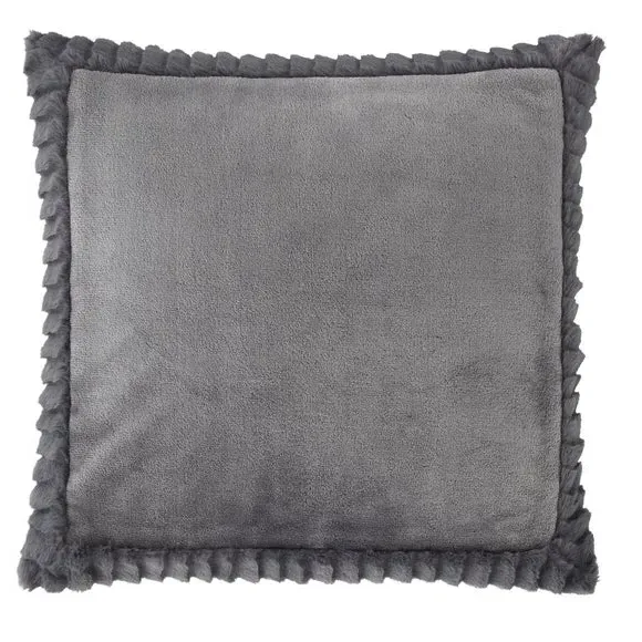 Faux Velvet Cushion with Cover - Charcoal, Polyester image