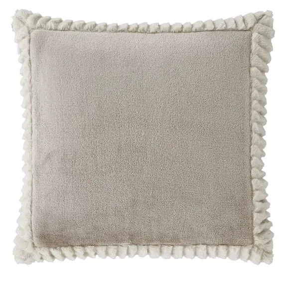 Faux Velvet Cushion with Cover - Natural, Polyester