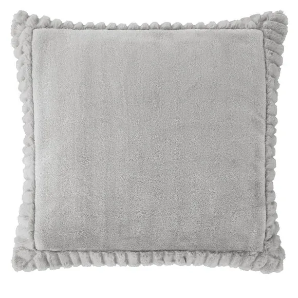 Faux Velvet Cushion with Cover - Silver, Polyester