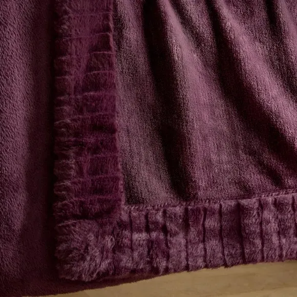 Faux Velvet Throw Blanket - Plum, Polyester