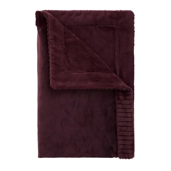 Faux Velvet Throw Blanket - Plum, Polyester