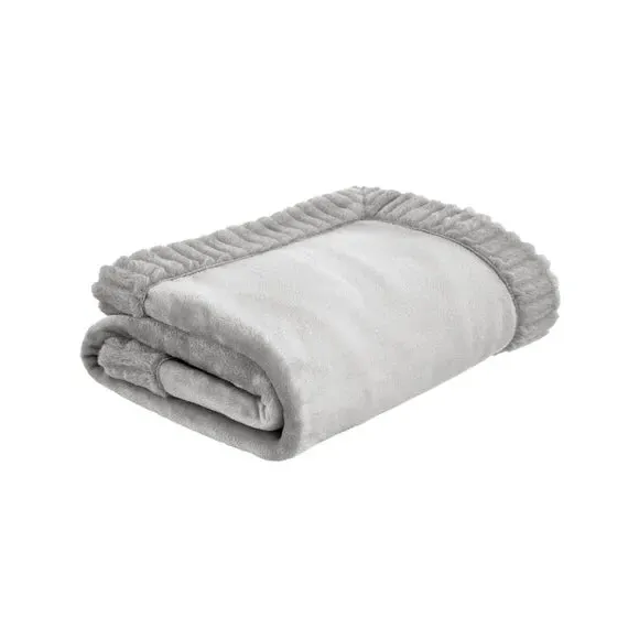 Faux Velvet Throw Blanket - Silver, Polyester