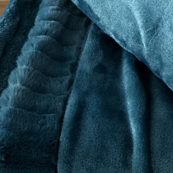 Faux Velvet Throw Blanket - Teal, Polyester
