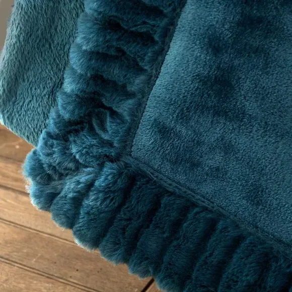 Faux Velvet Throw Blanket - Teal, Polyester